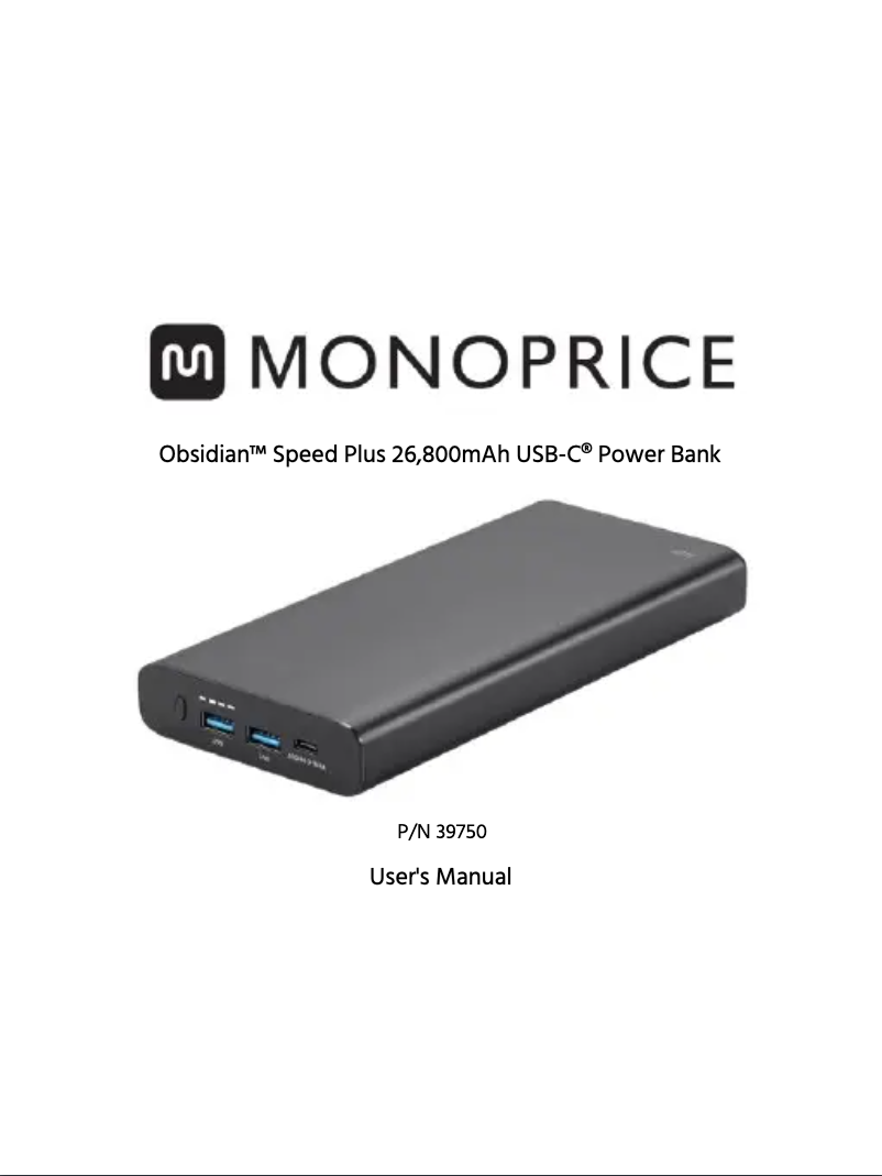 Page n°1 - Manuel utilisateur Monoprice 39750