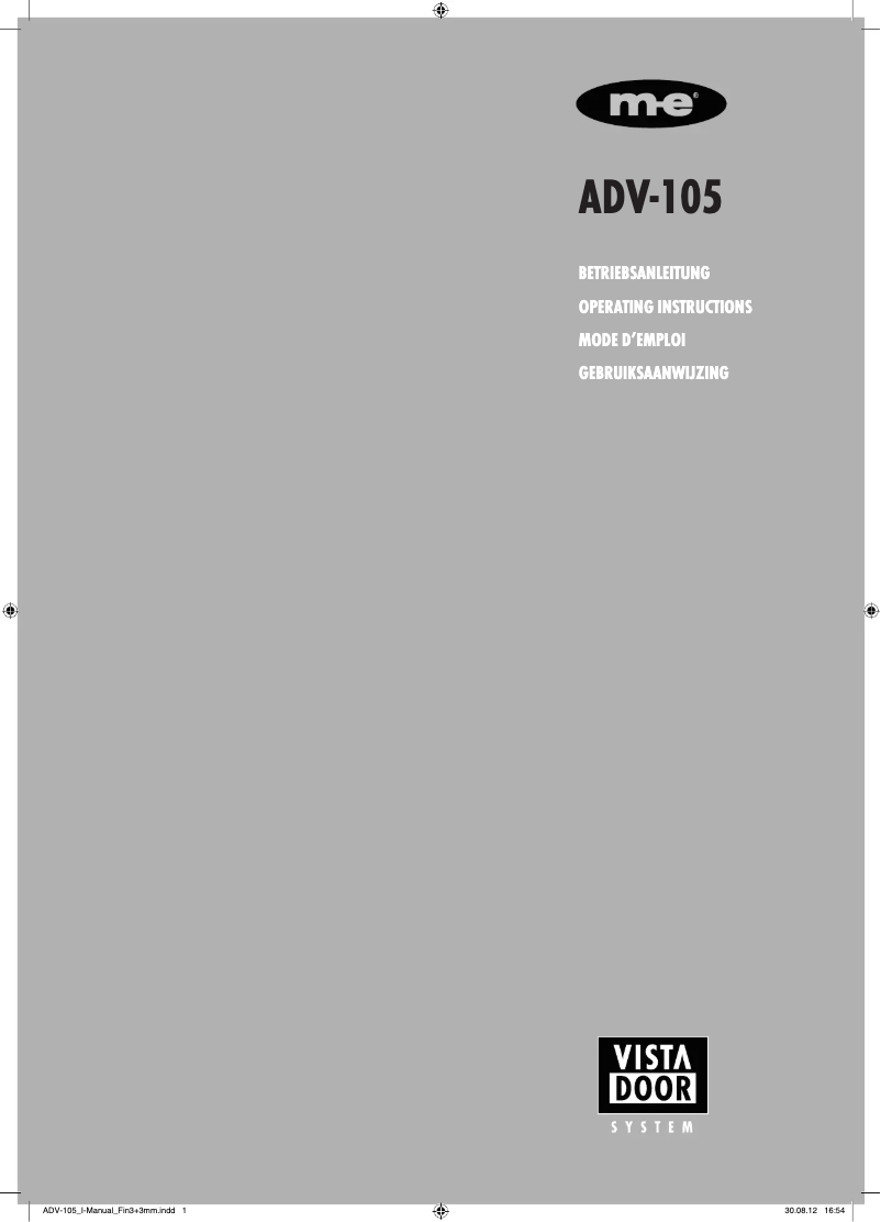 Page n°1 - Manuel utilisateur m-e ADV-105
