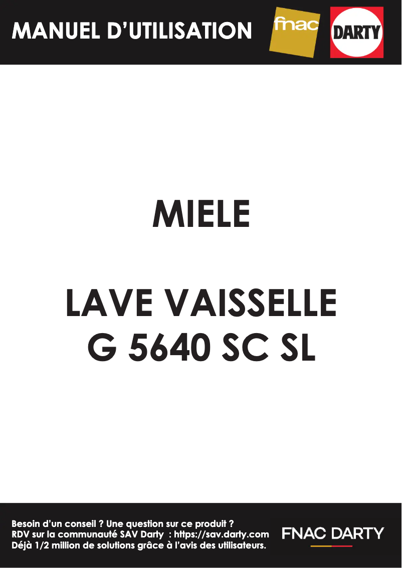 Page n°1 - Manuel utilisateur Miele G 5640 SC SL