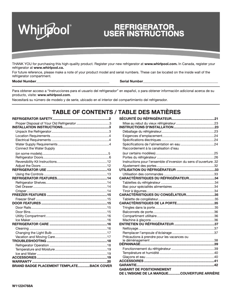 Page n°1 - Manuel utilisateur Maytag MRT118FFFBK