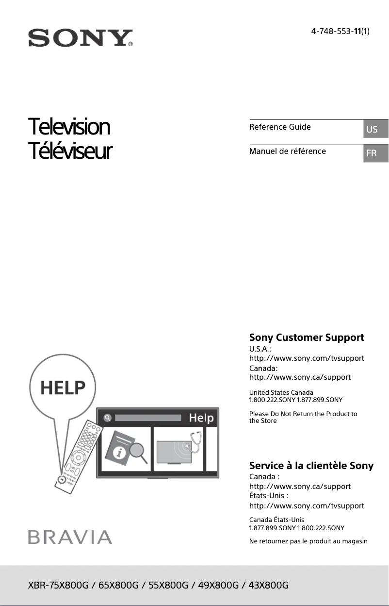 Imagen de la primera página del manual del dispositivo Bravia XBR-49X800G