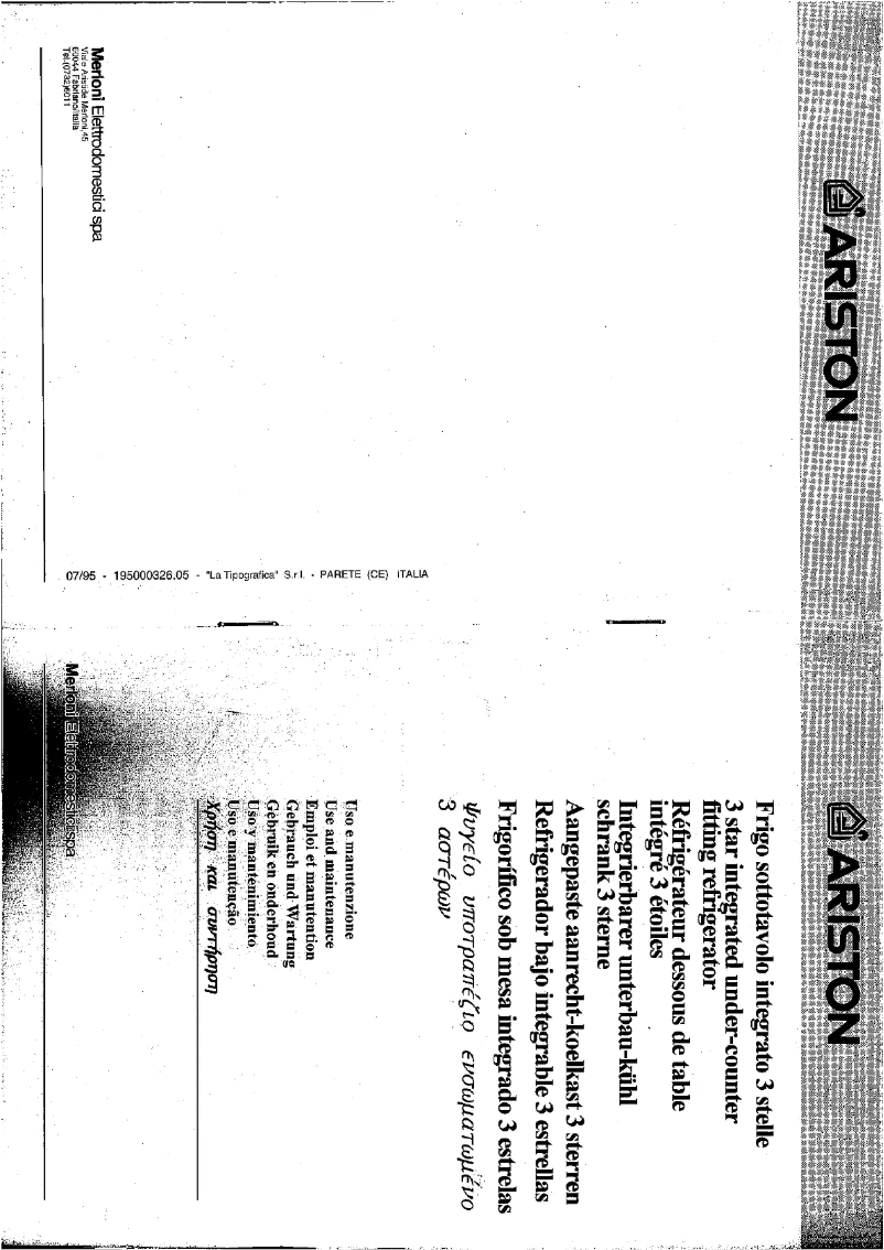 Page n°1 - Manuel utilisateur Ariston Thermo OKMF 160 L