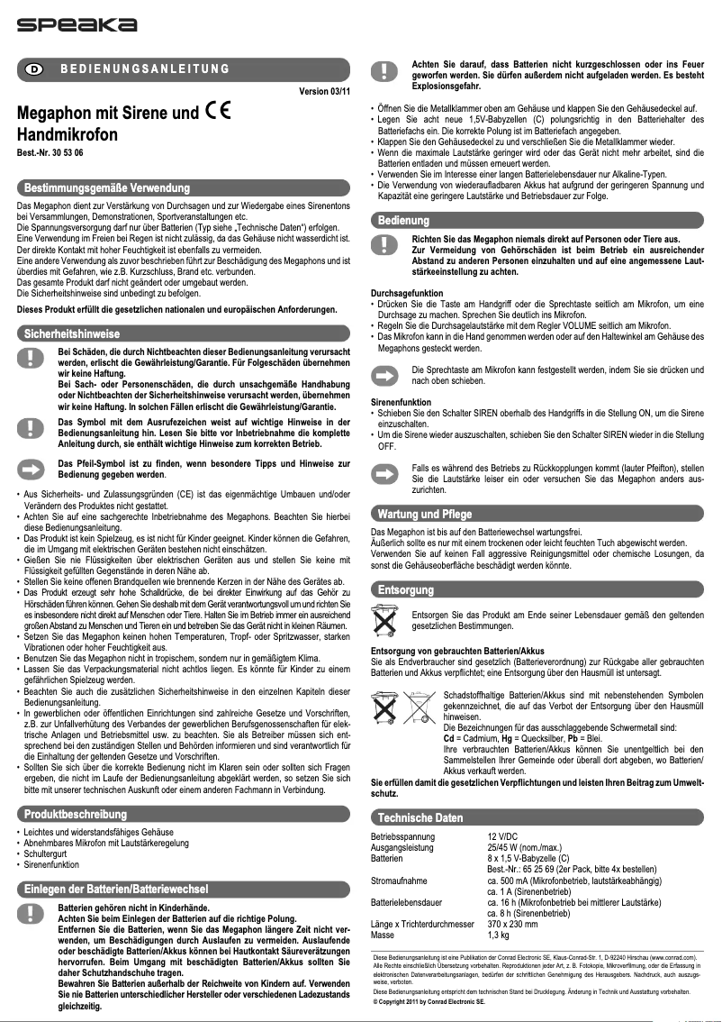 Page 1 de la notice Manuel utilisateur Speaka ER-66S