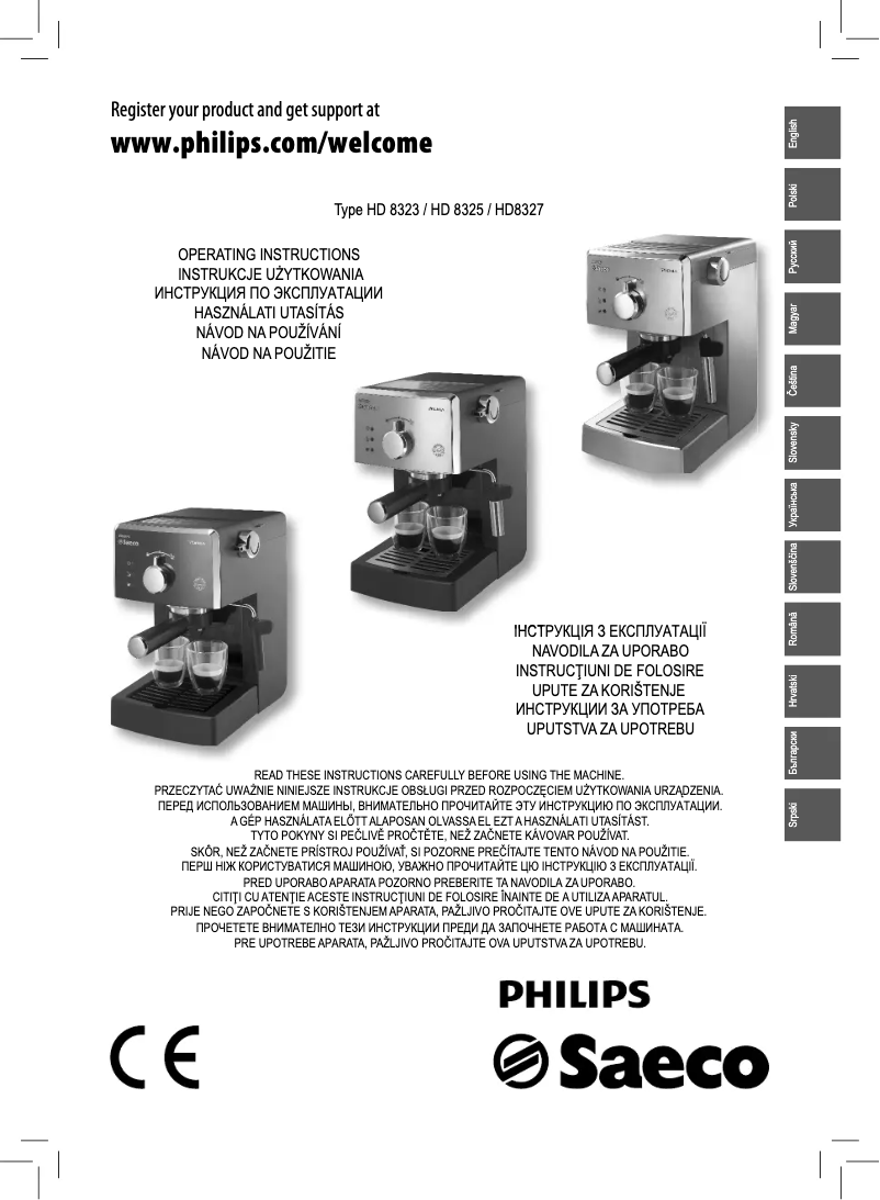 Page 1 de la notice Manuel utilisateur Saeco Poemia HD8327