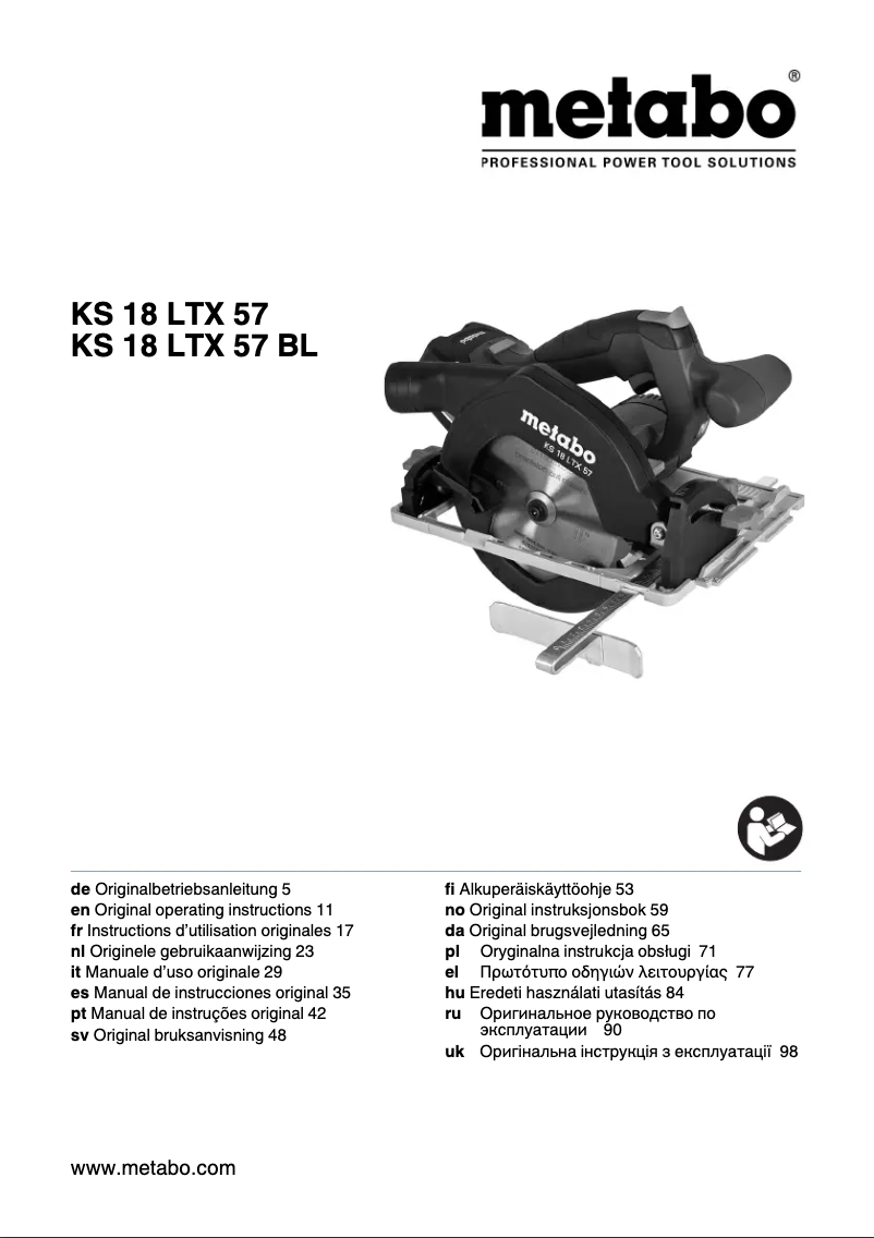 Page n°1 - Manuel utilisateur Metabo KS 18 LTX 57 BL
