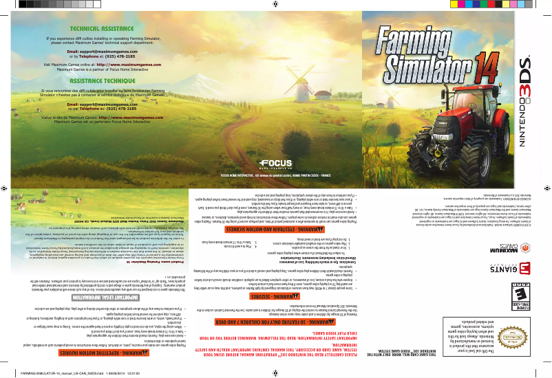 Page n°1 - Manuel utilisateur Nintendo Farming Simulator 14
