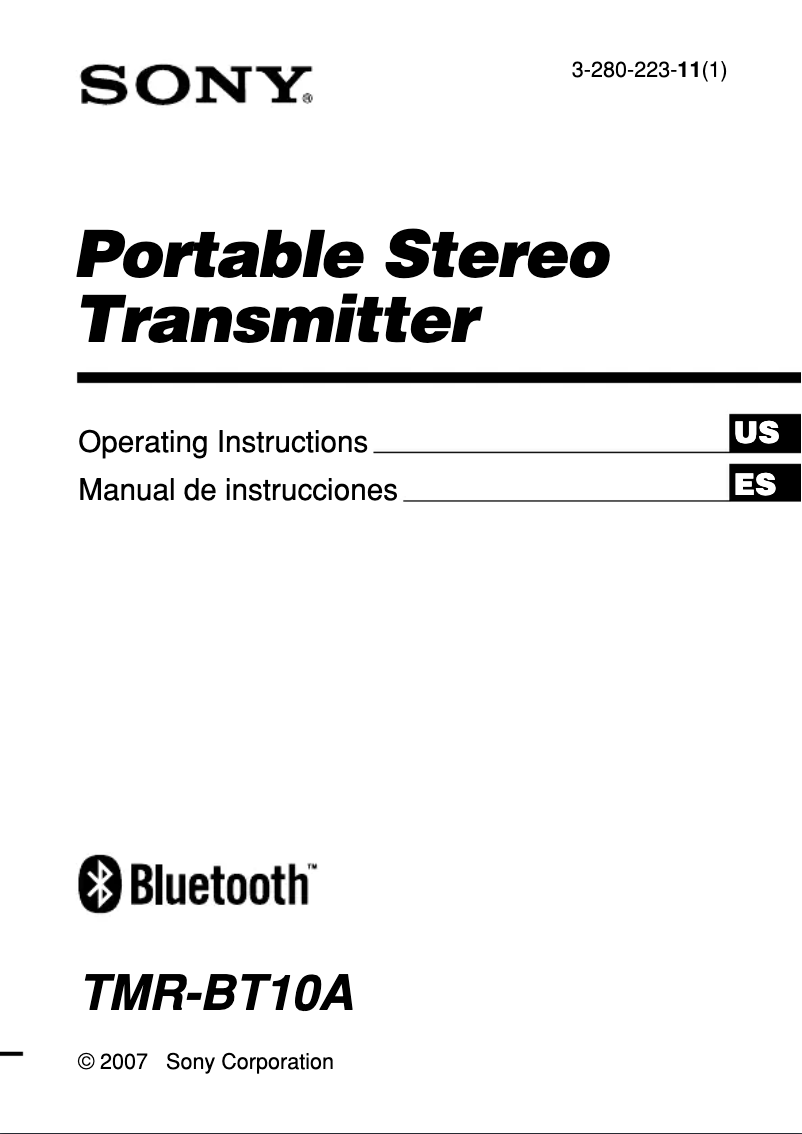 Page 1 de la notice Manuel utilisateur Sony TMR-BT10A