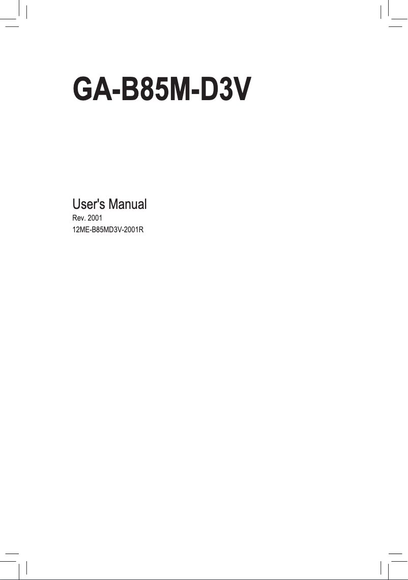 Image de la première page du manuel de l'appareil GA-B85M-D3V