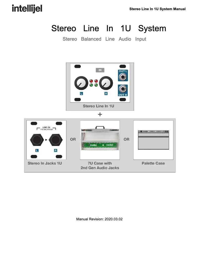Page 1 de la notice Manuel utilisateur Intellijel Stereo Line In 1U