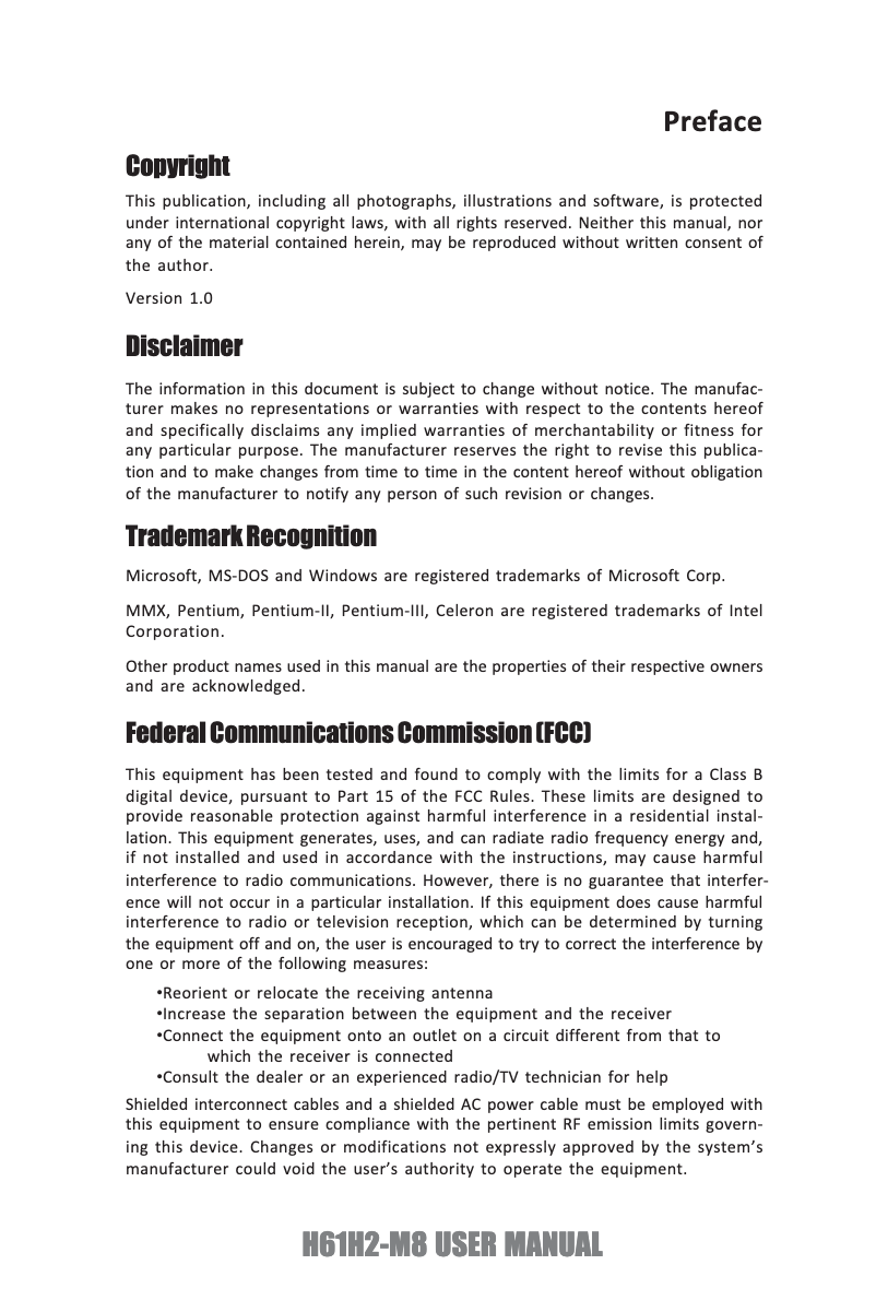 Page 1 de la notice Manuel utilisateur ECS H61H2-M8