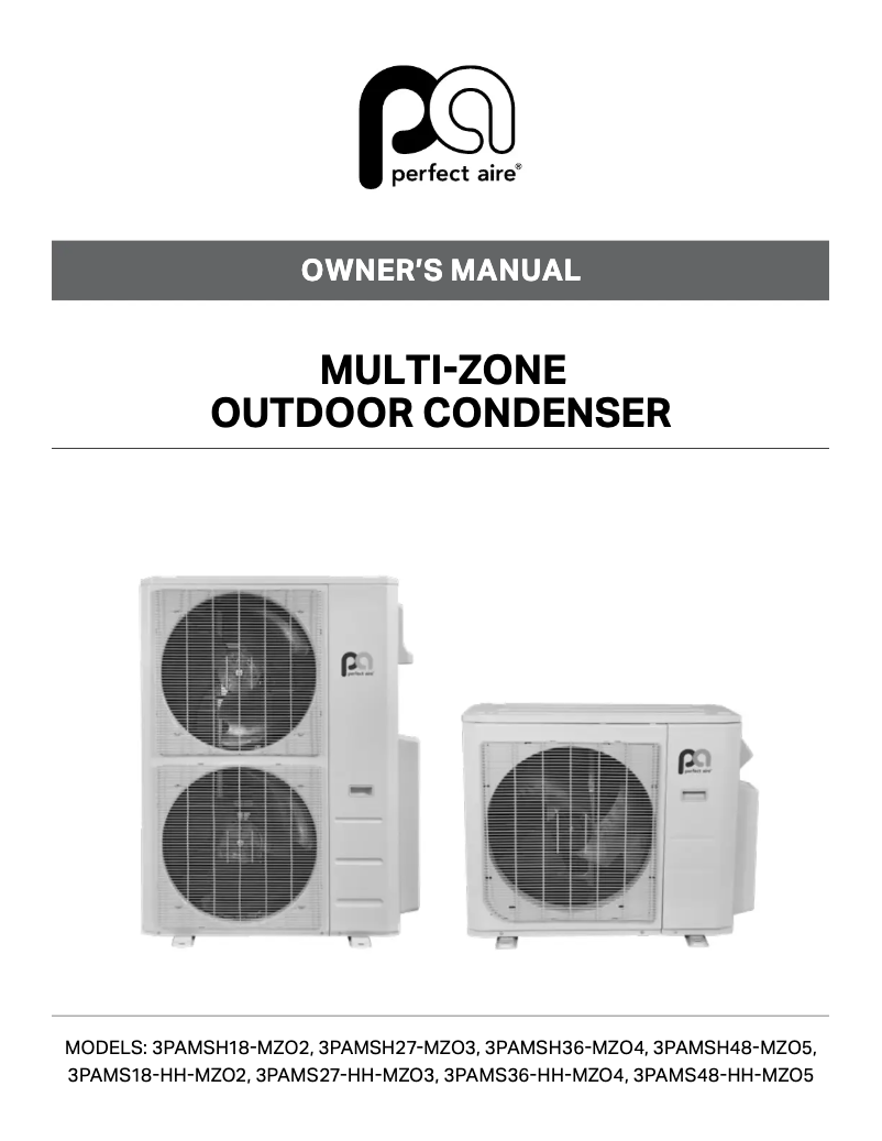 Page 1 de la notice Manuel utilisateur Perfect Aire 3PAMSH48-MZO5