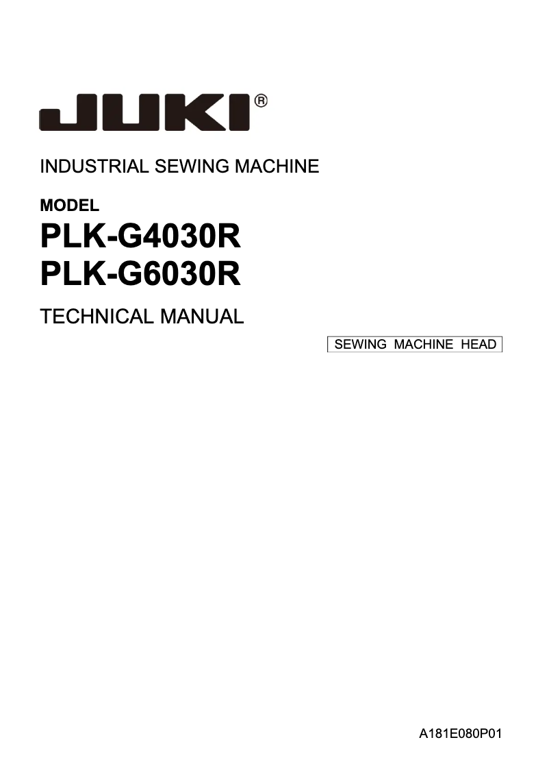 Page n°1 - Manuel utilisateur Juki PLK-G4030R
