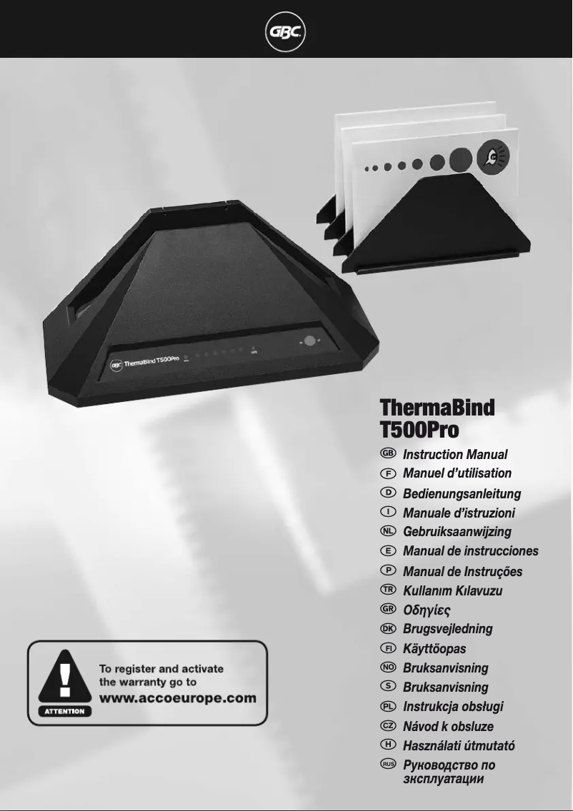 Page n°1 - Manuel utilisateur GBC ThermaBind T500Pro