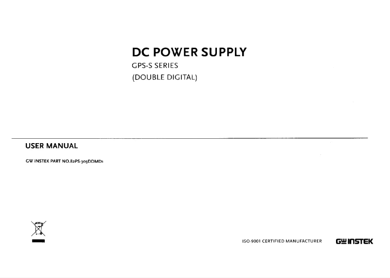 Page n°1 - Manuel utilisateur GW Instek GPS-3030D