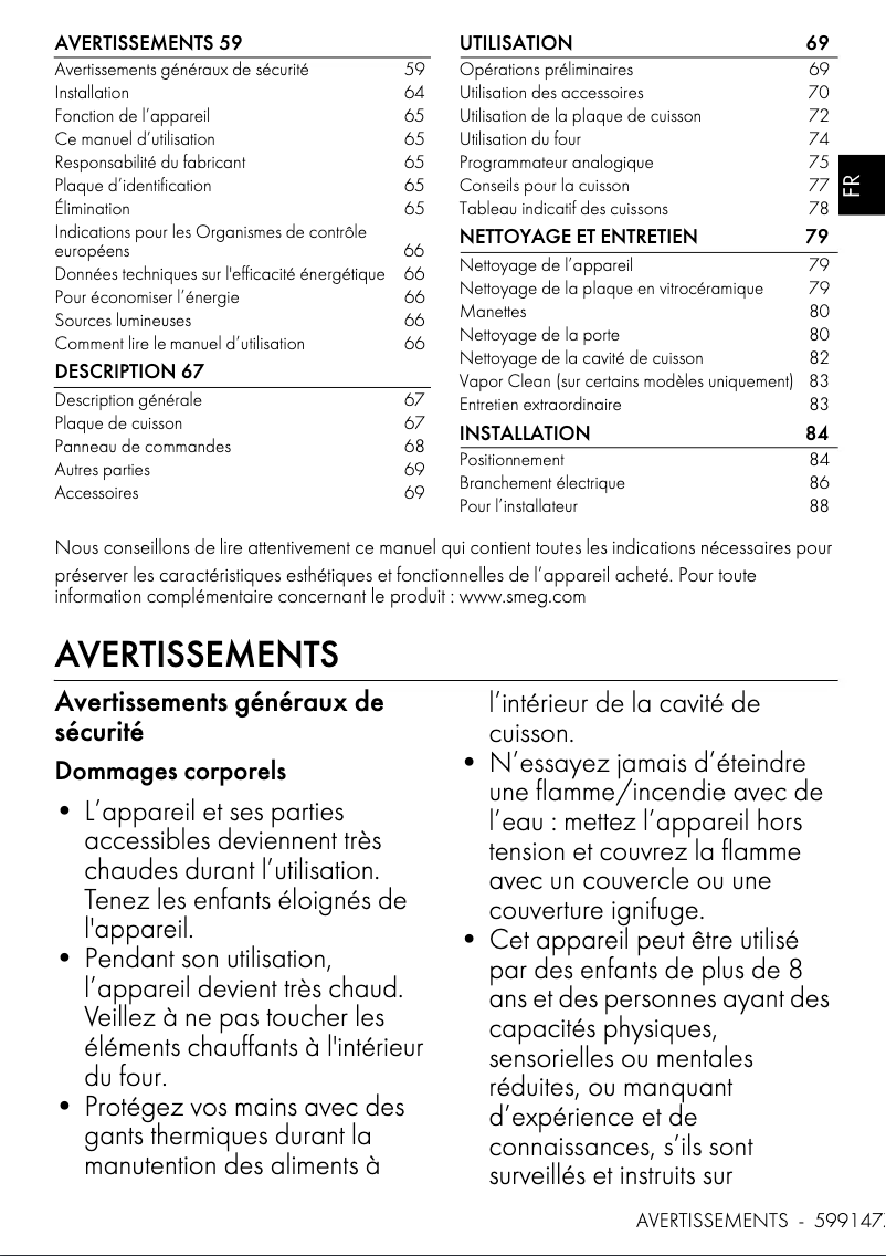 Page n°1 - Fiche technique Smeg CX91IMBL