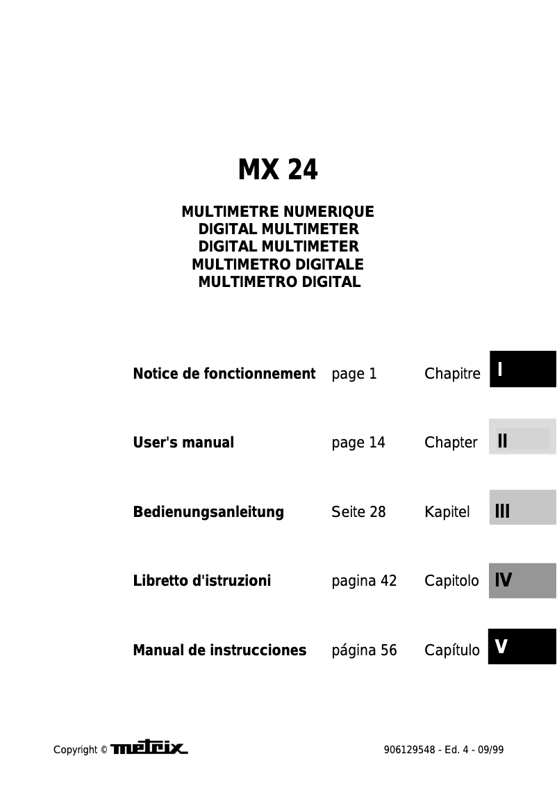 Image de la première page du manuel de l'appareil MX 24