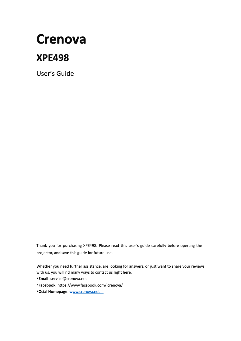 Image de la première page du manuel de l'appareil XPE498