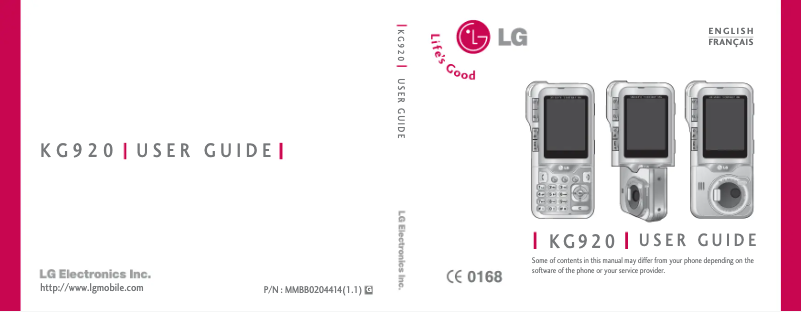 Imagen de la primera página del manual del dispositivo KG920