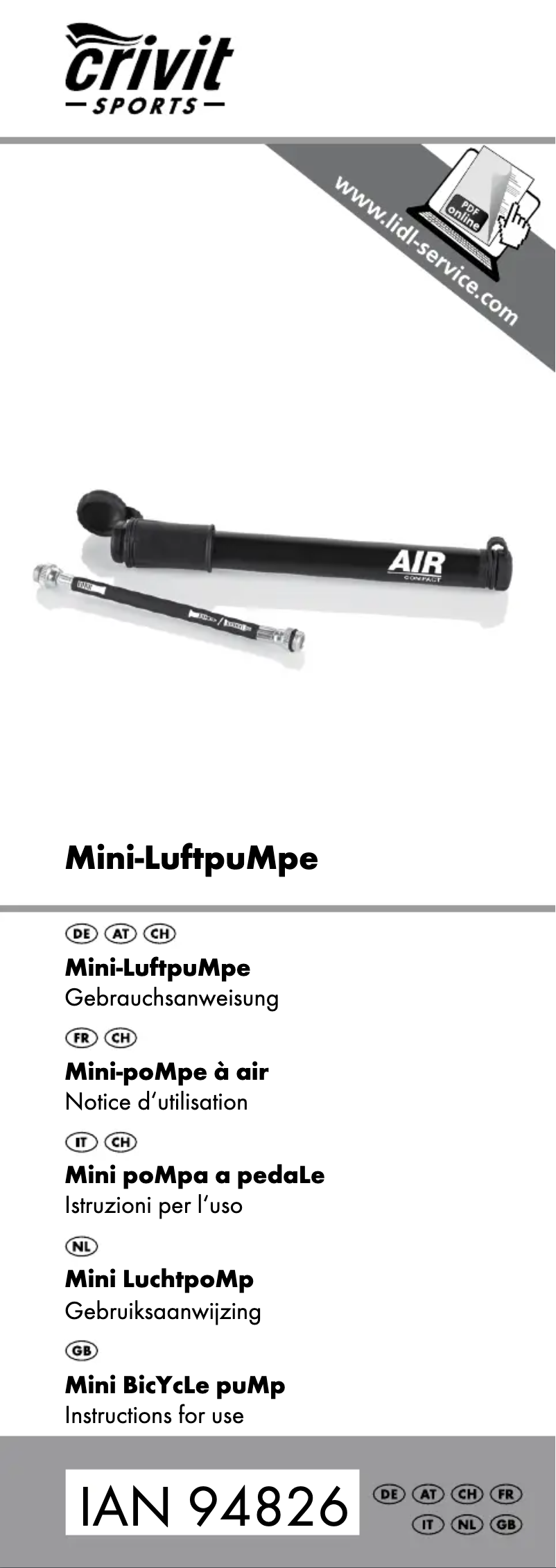 Image de la première page du manuel de l'appareil IAN 94826