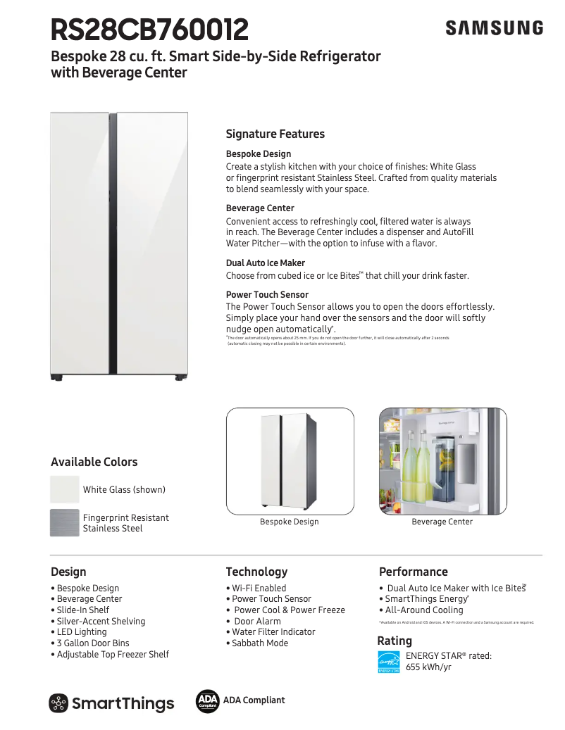 Page n°1 - Fiche technique Samsung RS28CB7600QL