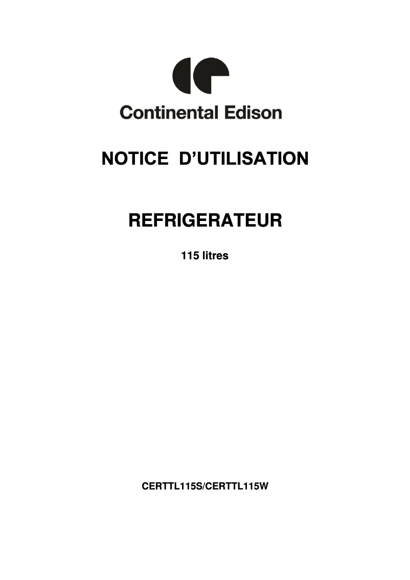 Image de la première page du manuel de l'appareil CERTTL115S
