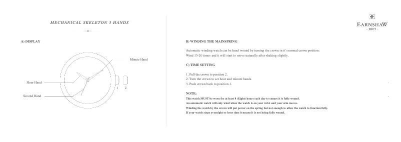 Page n°1 - Manuel utilisateur Earnshaw Westminster Skeleton Mechanical ES-8096-03