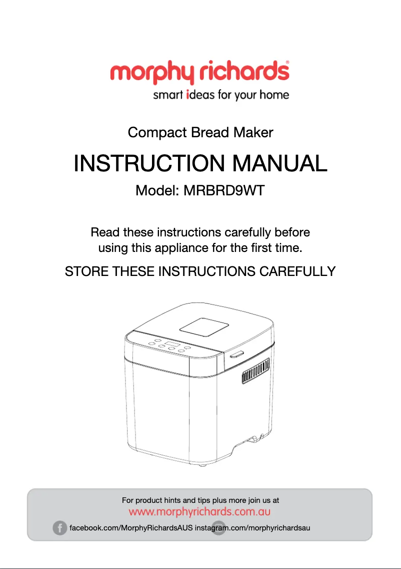 Page 1 de la notice Manuel utilisateur Morphy Richards MRBRD9WT