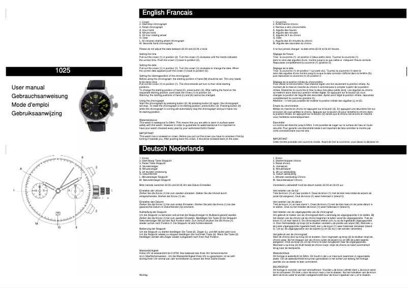 Page n°1 - Manuel utilisateur Davis 1025