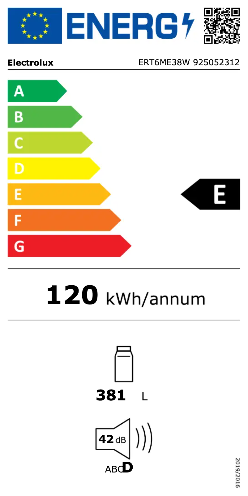 Page n°1 - Label énergétique Electrolux ERT6ME38W
