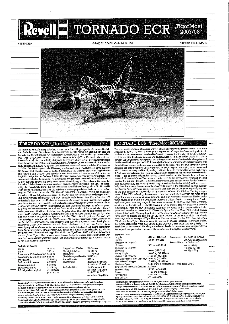 Page n°1 - Manuel utilisateur Revell Tornado ECR TigerMeet