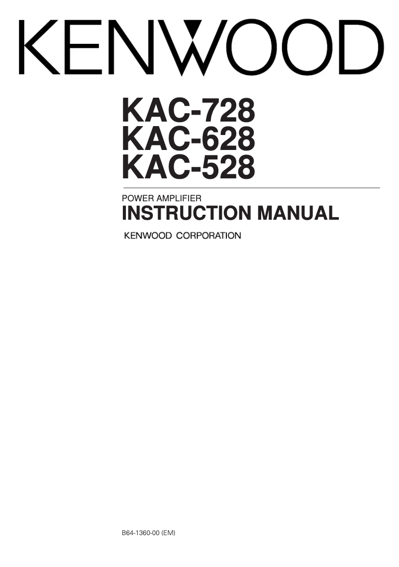 Page 1 de la notice Manuel utilisateur Kenwood KAC-628