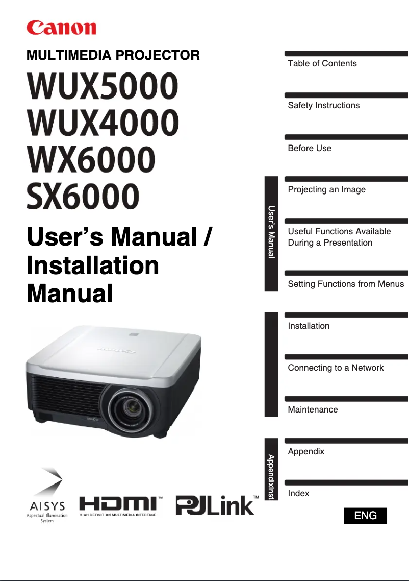Page n°1 - Manuel utilisateur Canon XEED SX6000
