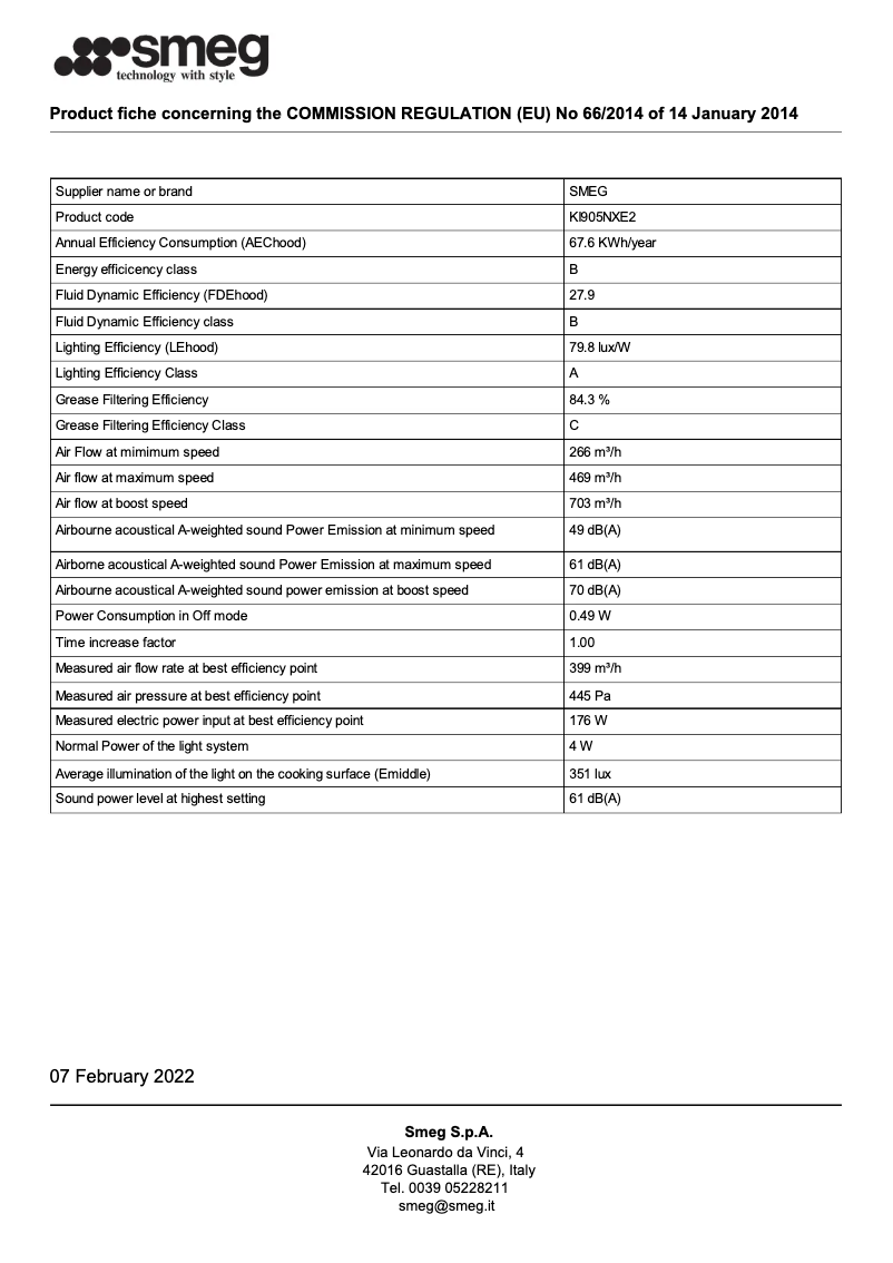 Page 1 de la notice Brochure Smeg KI905NXE2