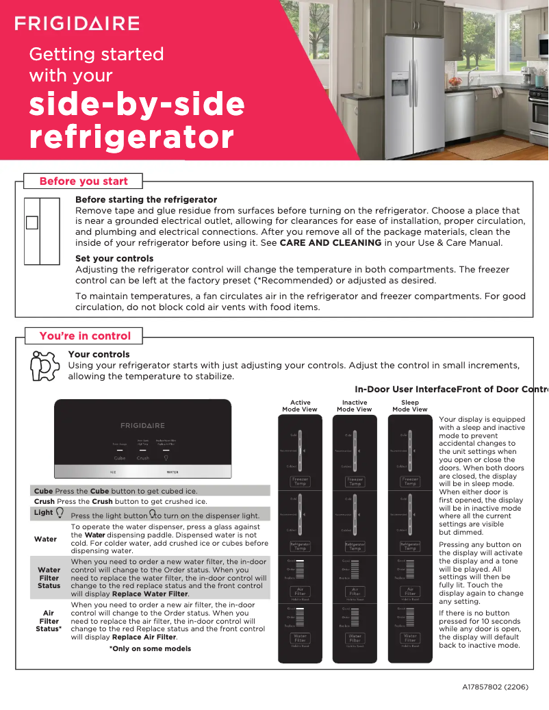 Page n°1 - Guide de démarrage rapide Frigidaire FRSS2623AB