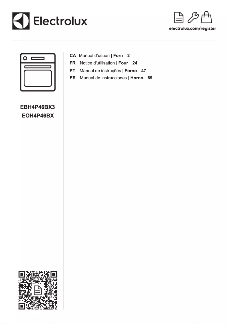 Page 1 de la notice Manuel utilisateur Electrolux EBH4P46BX3