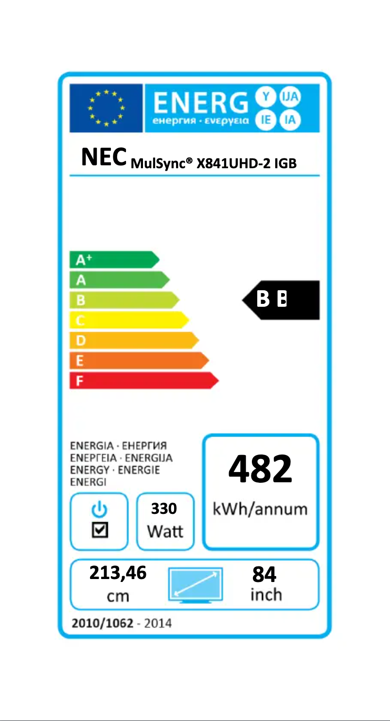 Página 1 del manual Etiqueta energética NEC InfinityBoard 84″