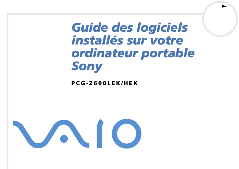 Page 1 of the manual User Manual Sony Vaio PCG-Z600LEK