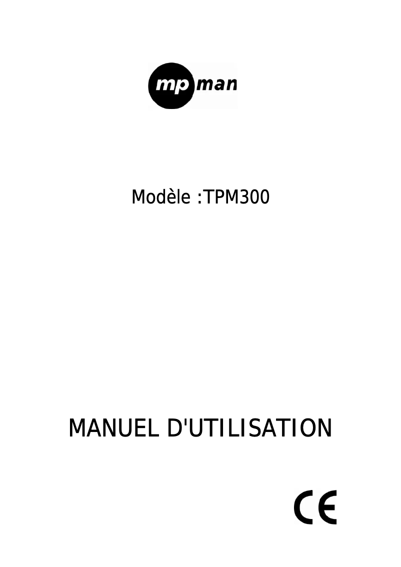 Page 1 de la notice Manuel utilisateur Mpman TPM300