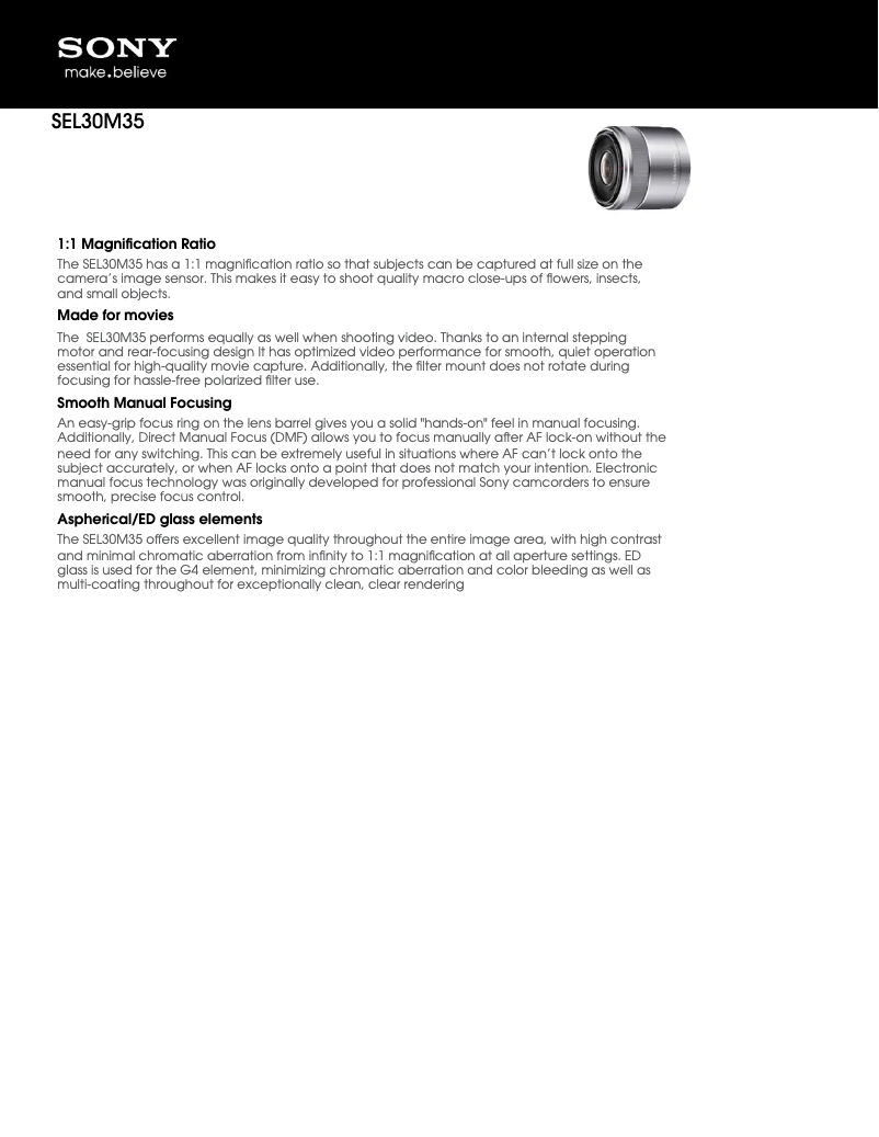 Image de la première page du manuel de l'appareil SEL30M35