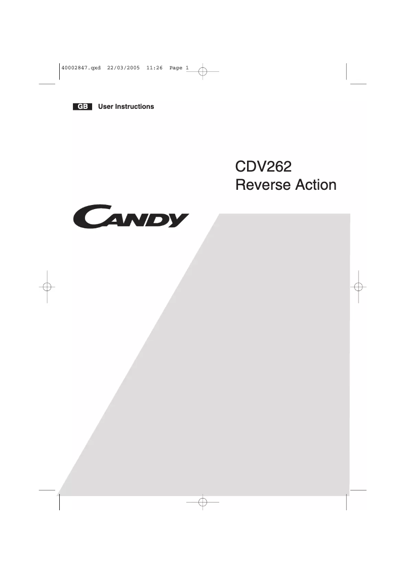 Page n°1 - Manuel utilisateur Candy AB CDV262