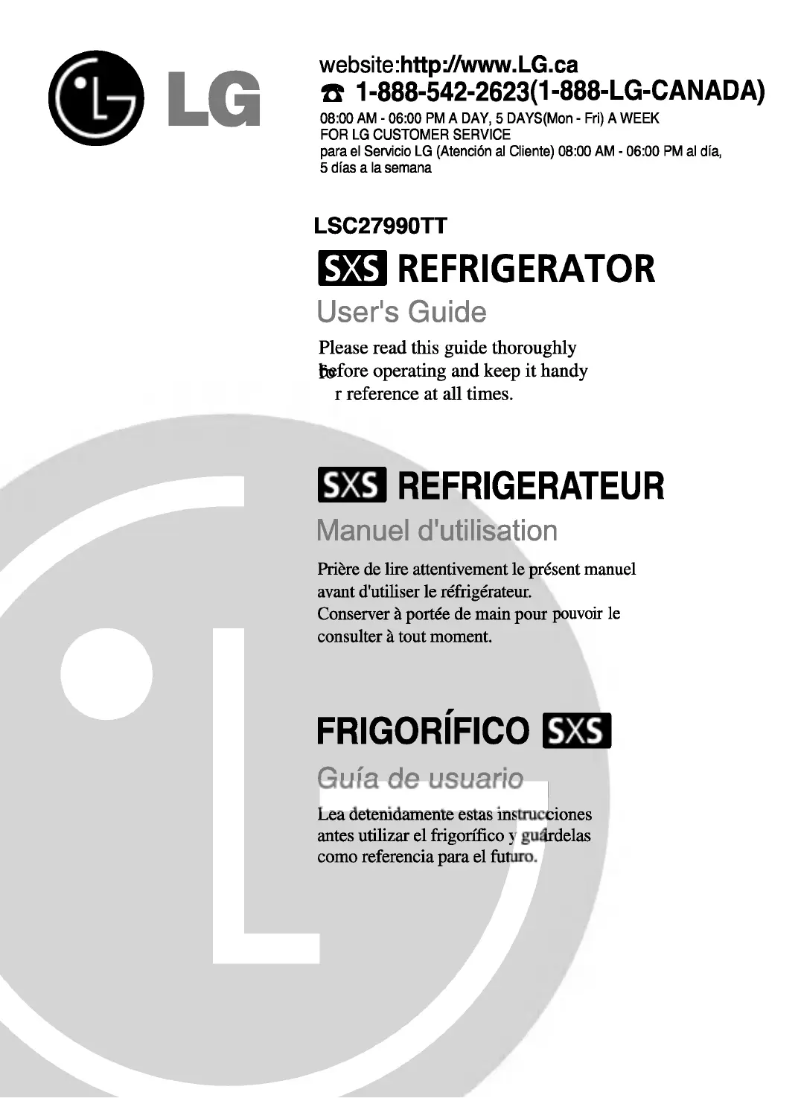 Page 1 de la notice Manuel utilisateur LG GR-G277STSA