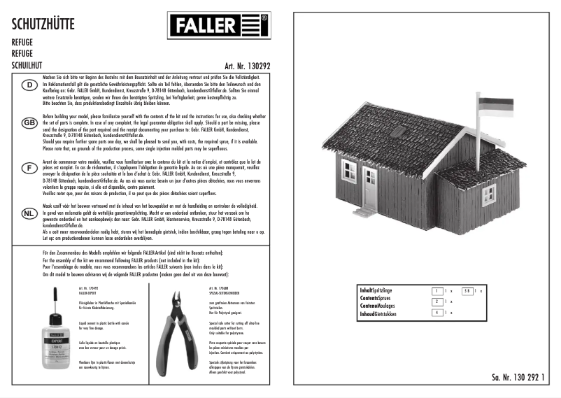 Page n°1 - Manuel utilisateur Faller 130292