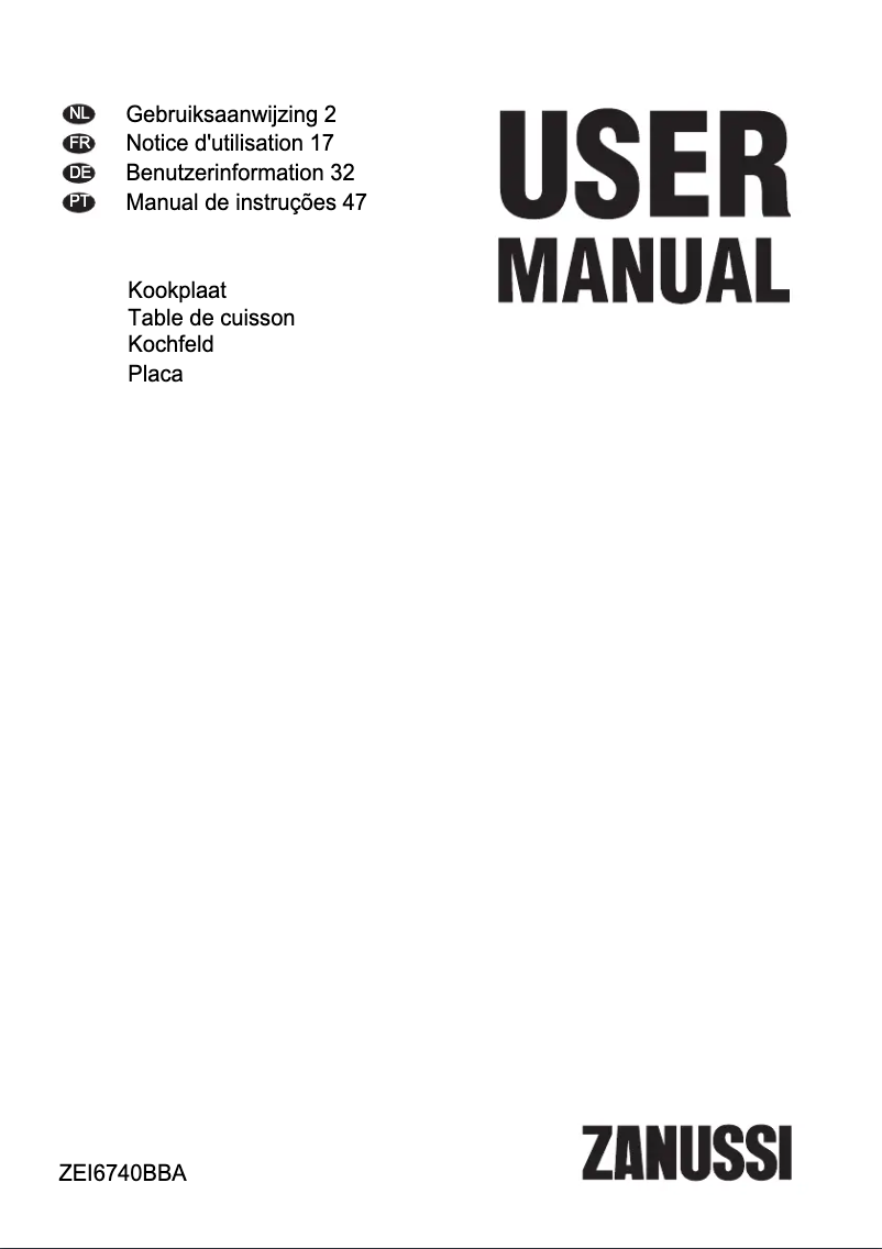 Page n°1 - Manuel utilisateur Zanussi ZEI6740BBA