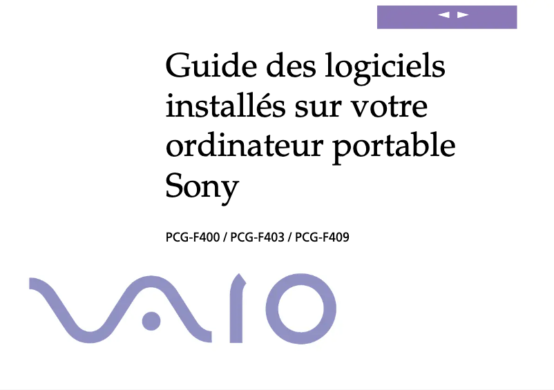 Page n°1 - Manuel utilisateur Sony Vaio PCG-F403