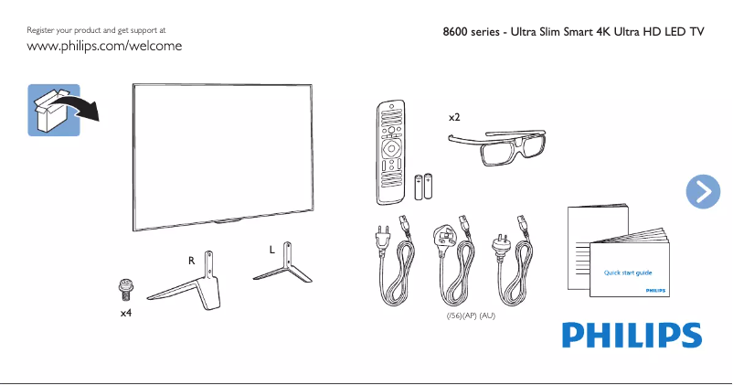 Página 1 del manual Guía de inicio rápido Philips 8600 series 65PUT8609S