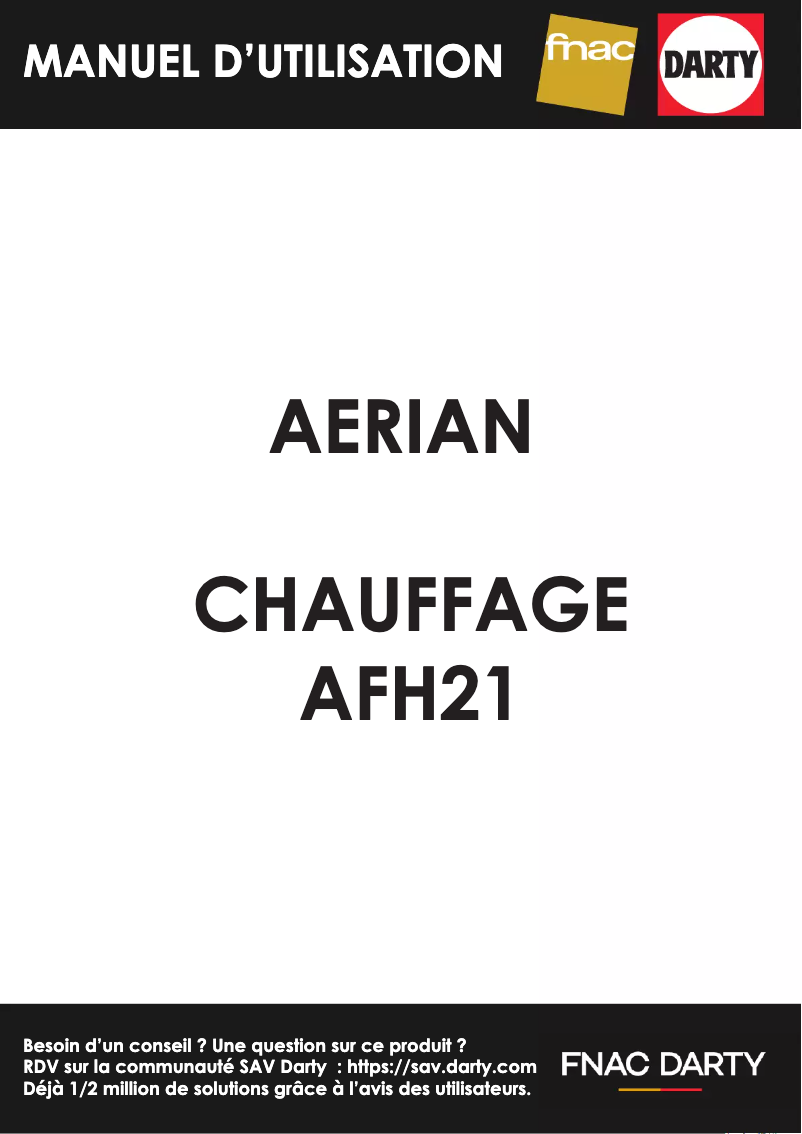 Page 1 de la notice Manuel utilisateur Aerian AFH21