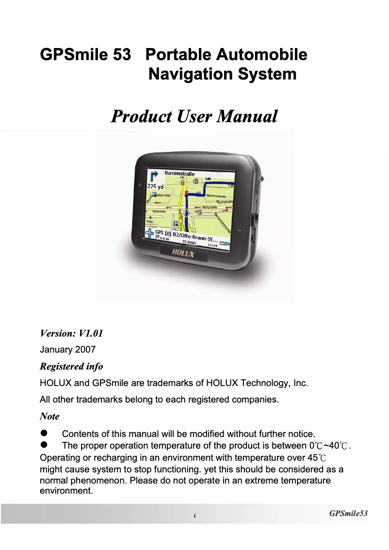 Image de la première page du manuel de l'appareil GPSmile 53B