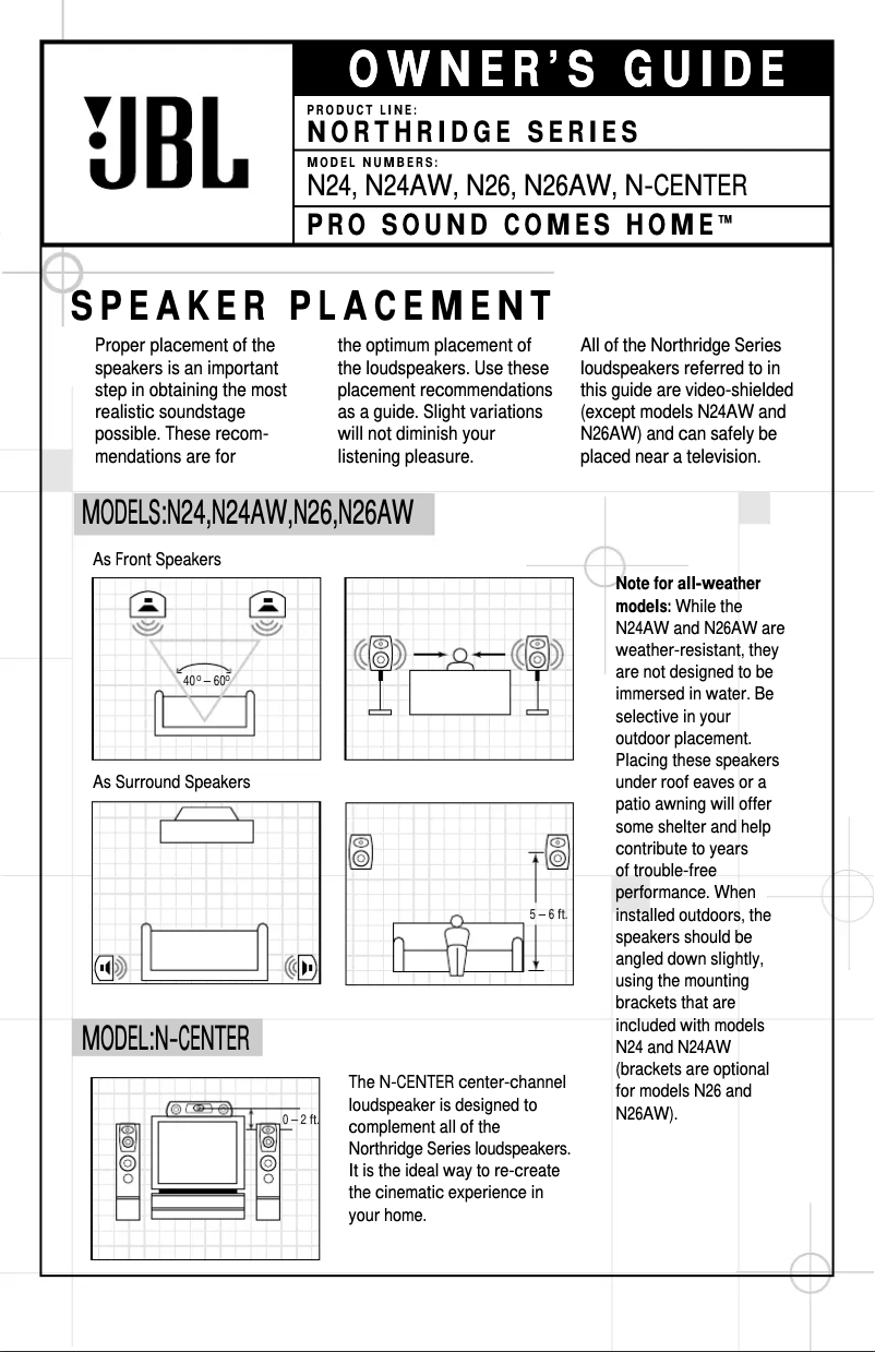 Image de la première page du manuel de l'appareil Northridge N Center