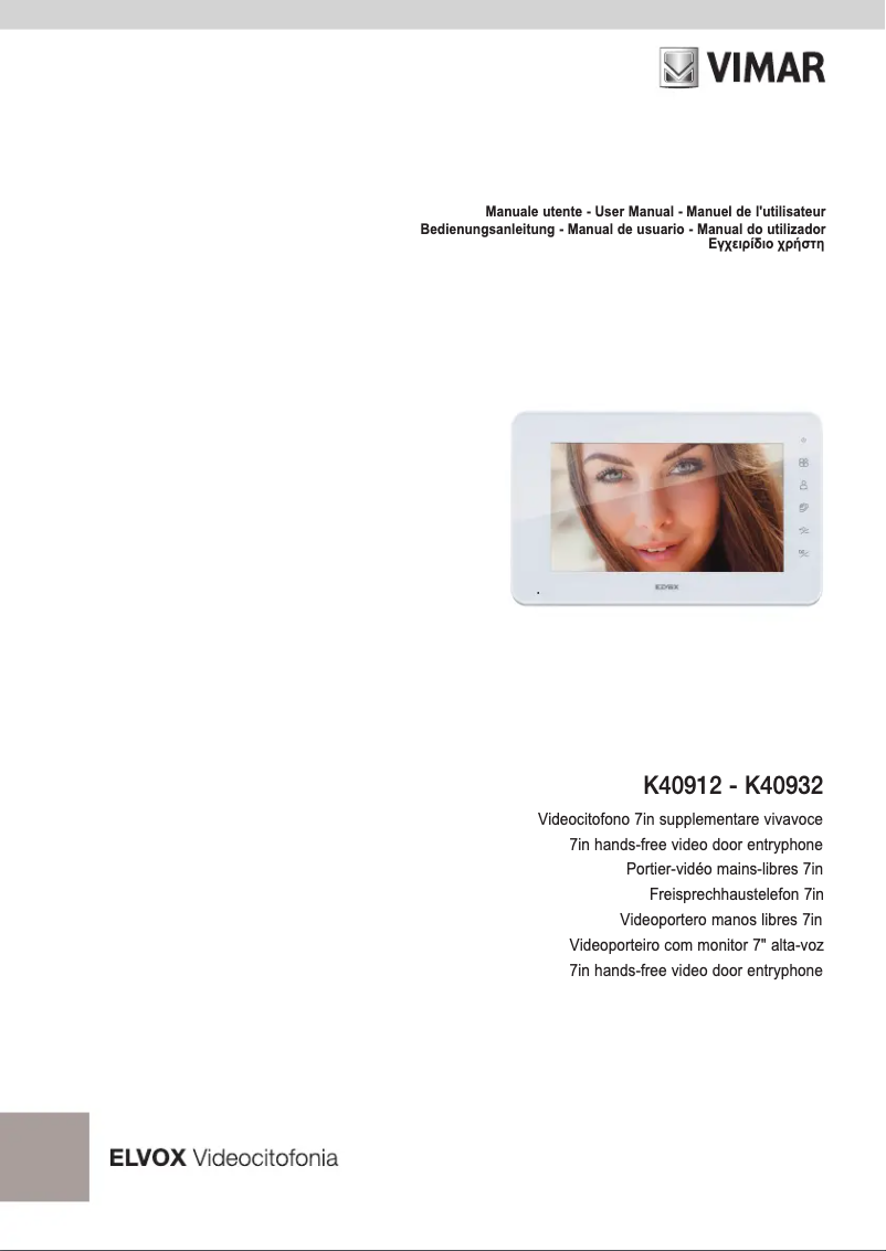 Page 1 de la notice Manuel utilisateur Vimar ELVOX K40912