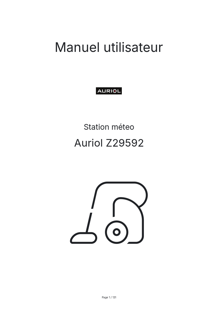 Page 1 de la notice Manuel utilisateur Auriol Z29592